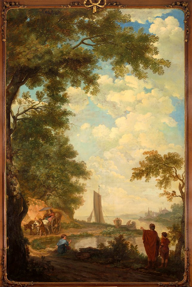 Jurriaan Andriessen - Arcadisch landschap met figuren bij een rivieroever - SK-A-4854-F - Rijksmuseum