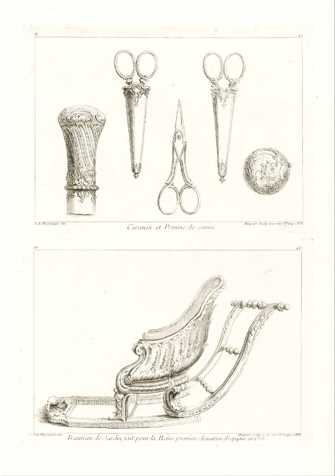 Juste-Aurèle Meissonnier - Design of Scissors and Cane Knob - Google Art Project