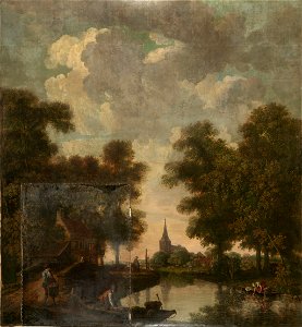 Jurriaan Andriessen - Behangsel met Hollands landschap, behorend bij de zaal van de Nieuwe Doelenstraat 22 - KA 2914.1 - Amsterdam Museum