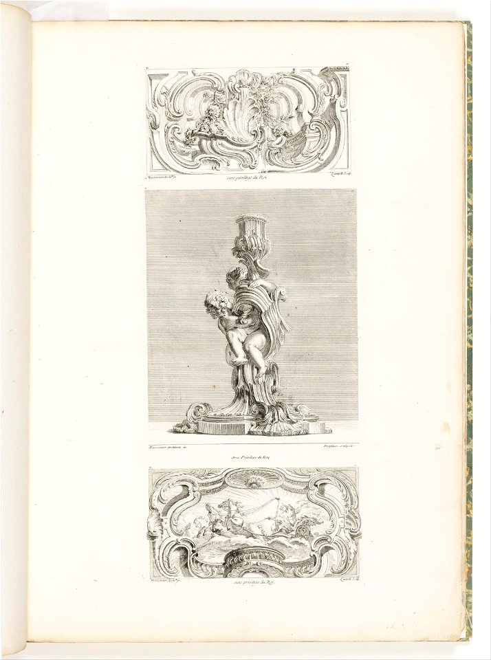 Juste-Aurèle Meissonnier - Ornament Panel with Shell Fountain Flanked by Garlands and Volutes, pl. 22 in Oeuvre de Juste-Aurèle... - Google Art Project