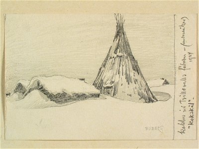 Jämtland, Undersåkers sn. Kokhus vid Trillevallens fäbodar ( kokskål ) - Nordiska museet - NMA.0088062