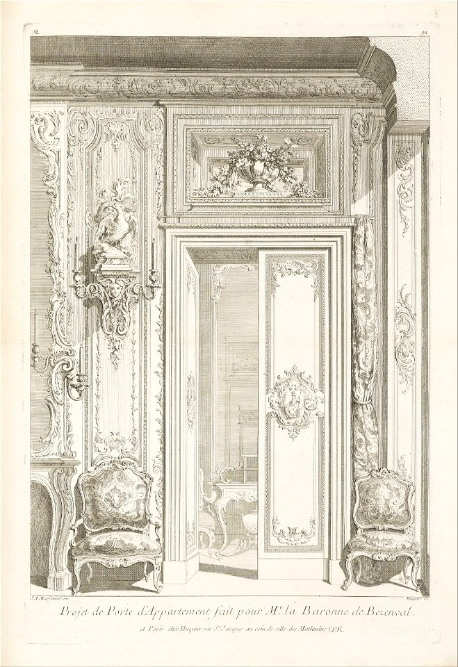 Juste-Aurèle Meissonnier - Projet de Porte d'Appartement fait pour M.e la Baronne de Bezenval.; Projet de porte pour Madame de ... - Google Art Project