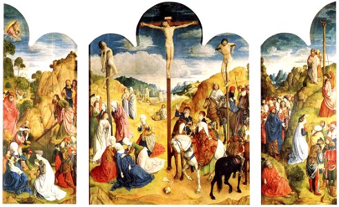 Justus van Gent - Calvary Triptych. Free illustration for personal and commercial use.