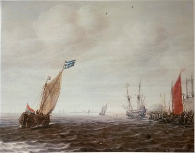 Justus de Verwer - Pier with Ships