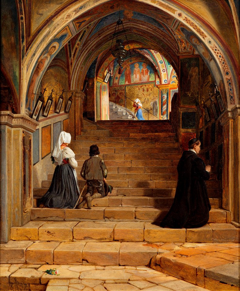 Jørgen Roed - La scala Santa i klosteret San Benedetto ved Subiaco - 1857