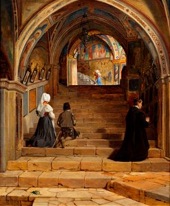 Jørgen Roed - La scala Santa i klosteret San Benedetto ved Subiaco - 1857