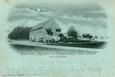 Jägerhaus bei Schwarzenberg im sächsischen Erzgebirge Ansichtskarte postalisch gelaufen am 16. August 1899