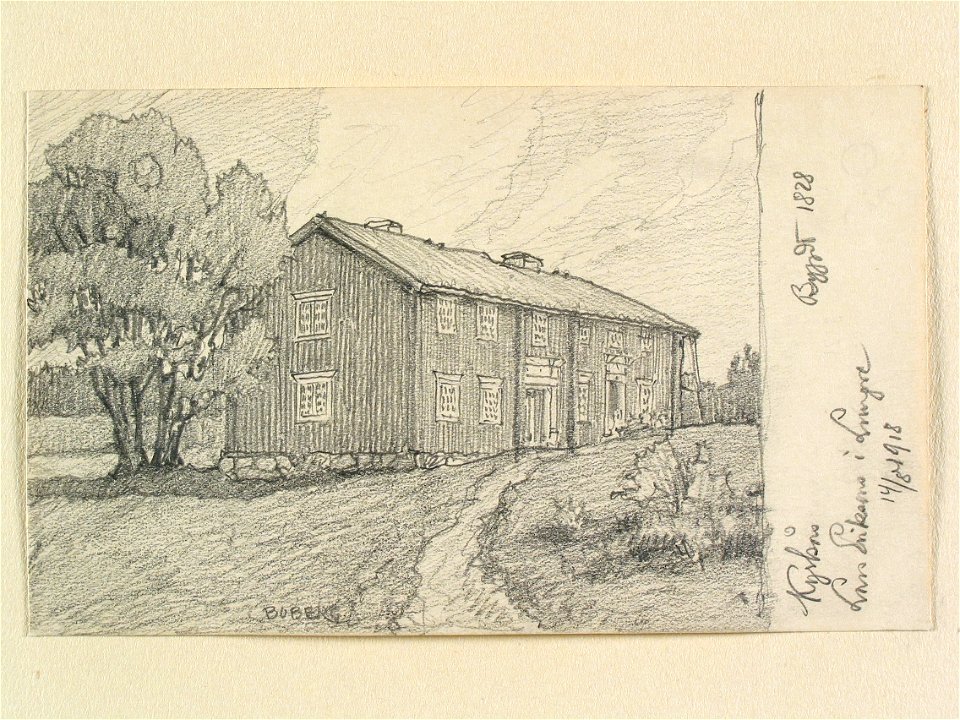 Jämtland, Kyrkås sn. Lars Eriksons i Lungre. Byggt 1828 . Teckning av Ferdinand Boberg - Nordiska museet - NMA.0088051