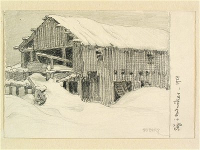Jämtland, Undersåkers sn. Såg i Undersåker. Teckning av Ferdinand Boberg - Nordiska museet - NMA.0088061