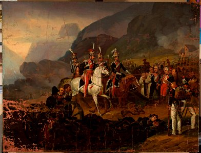 Józef Tadeusz Polkowski - Battle scene, Wincenty Krasiński receives the report from Kozietulski after the battle of Somosierra (copy, after Horace Vernet) - 184564 MNW - National Museum in Warsaw
