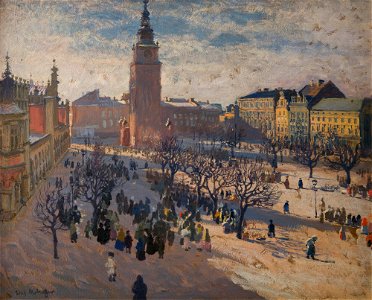 Józef Mehoffer - Main Market Square in Krakow - MNK II-b-860 - National Museum Kraków