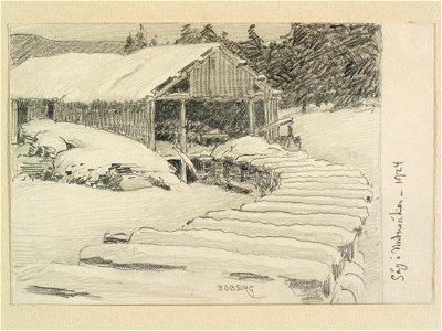 Jämtland. Såg i Undersåker. Teckning av Ferdinand Boberg - Nordiska museet - NMA.0088059