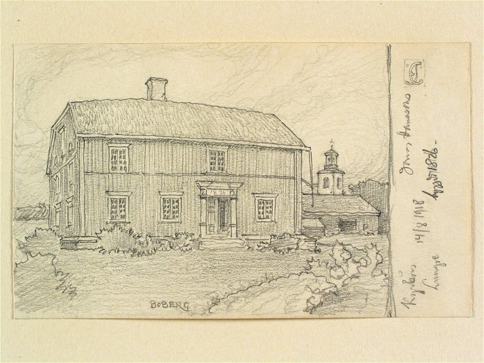 Jämtland, Kyrkås sn. Lungre, Jonas Hanssons, byggt 1826 . Teckning av Ferdinand Boberg - Nordiska museet - NMA.0088052