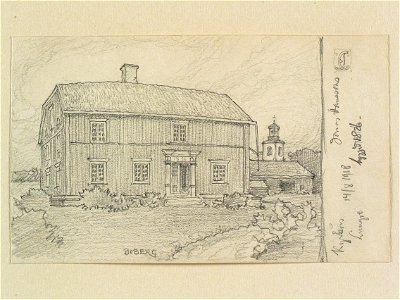 Jämtland, Kyrkås sn. Lungre, Jonas Hanssons, byggt 1826 . Teckning av Ferdinand Boberg - Nordiska museet - NMA.0088052