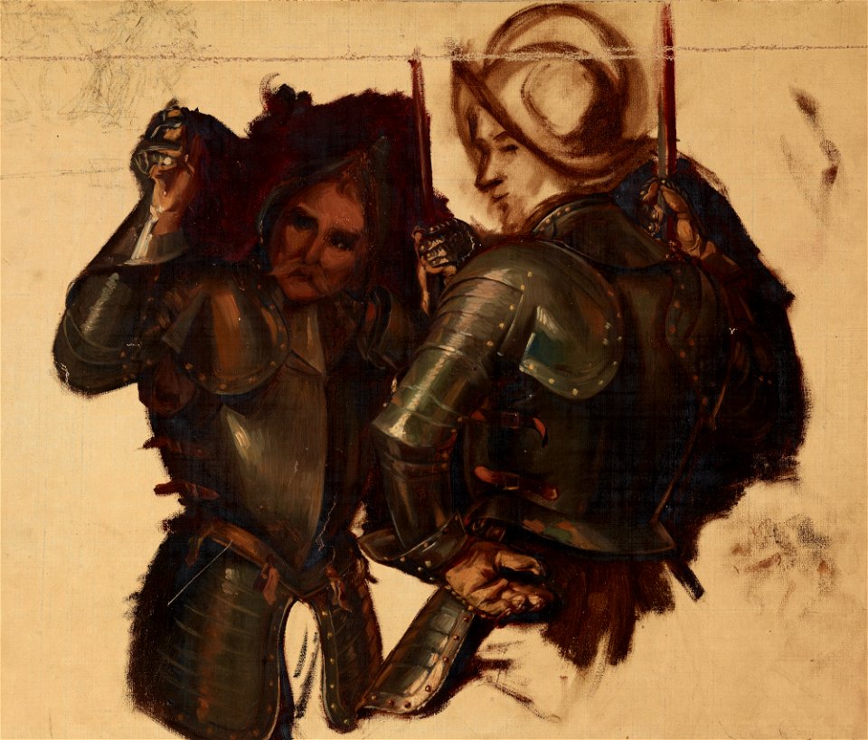 Józef Simmler - Figures of Armoured Guards. Study to the Painting Catherine Jagiellon in Gripsholm Prison - MNK II-a-662 - National Museum Kraków