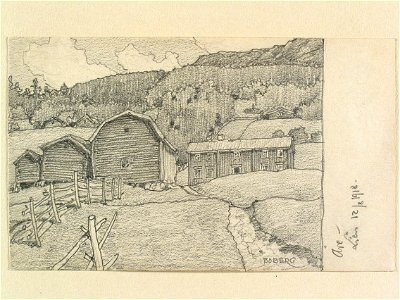 Jämtland, Åre sn., Lien. Teckning av Ferdinand Boberg - Nordiska museet - NMA.0088068