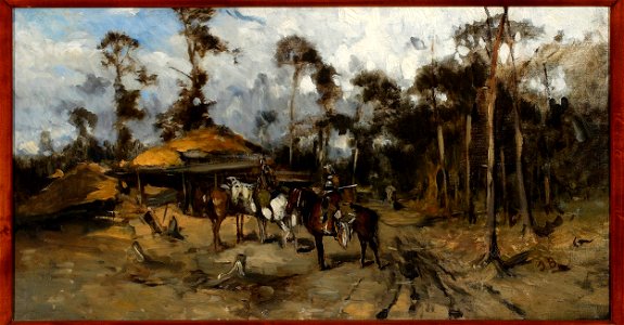 Józef Brandt - Horsemen in the woods, sketch - MP 209 MNW - National Museum in Warsaw