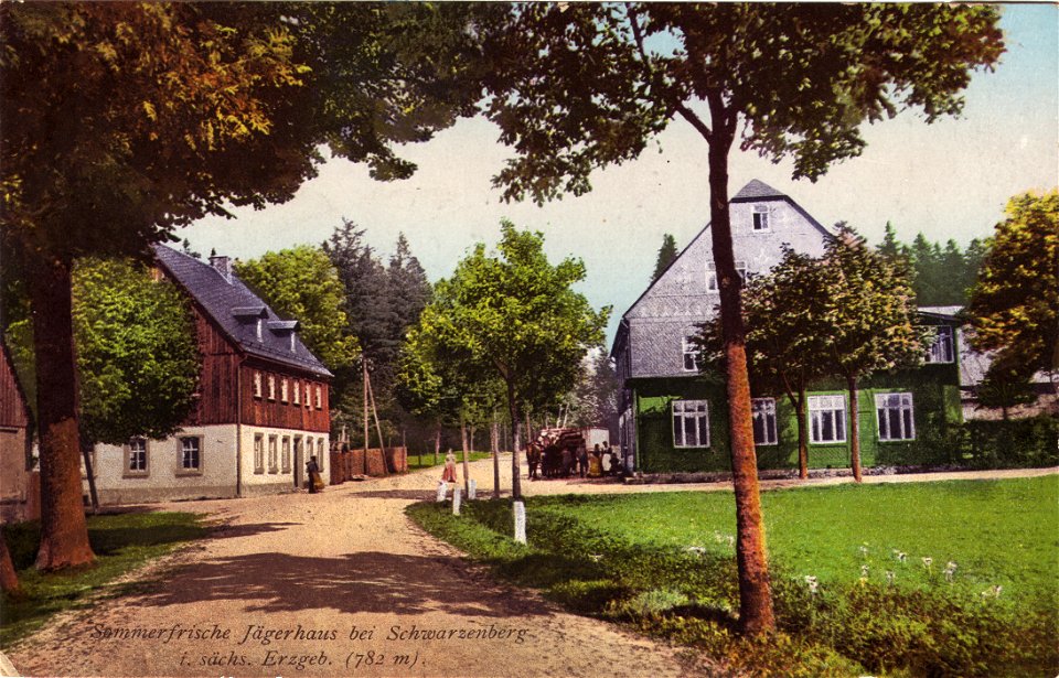 Jägerhaus bei Schwarzenberg im sächsischen Erzgebirge Ansichtskarte postalisch gelaufen um 1905