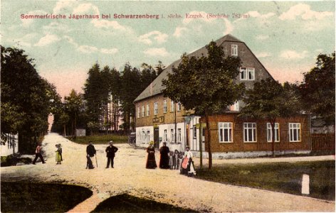 Jägerhaus bei Schwarzenberg im sächsischen Erzgebirge Ansichtskarte postalisch gelaufen am 3. Juni 1909