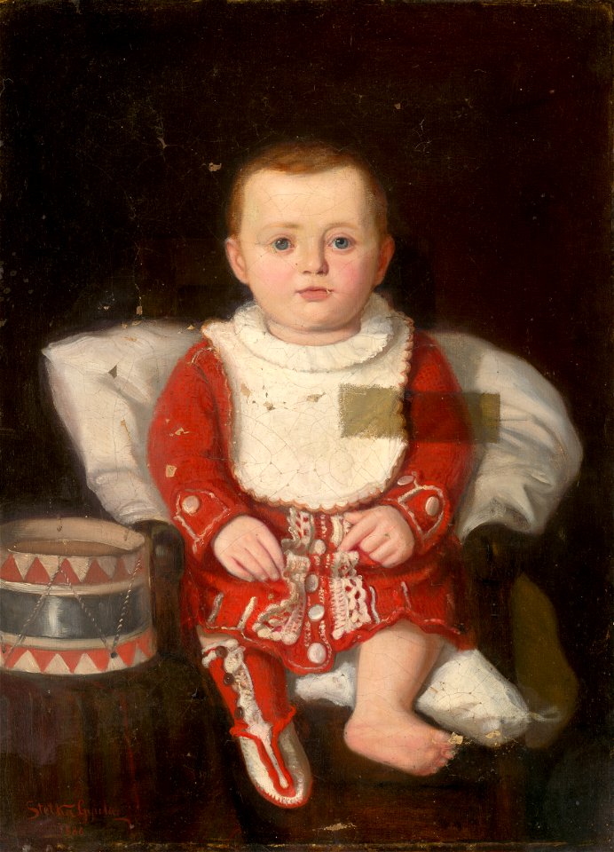 Július Štetka - Portrait of a Child with a Drum - O 4179 - Slovak National Gallery