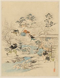 Jūichidanme - act eleven of the Chūshingura - assault on Kira Yoshinaka's home - pursuing the guards and searching for Kira LCCN2009615294