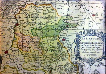 Kaart van Limburg en Landen van Overmaas, Atlas Major, R en J Ottens (Amsterdam, ca 1740), historische collectie Streekmuseum Het Land van Valkenburg, Limburg