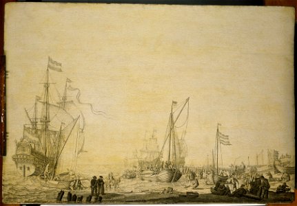 Kaags close to the shore in a busy scene near Den Helder RMG BHC0855