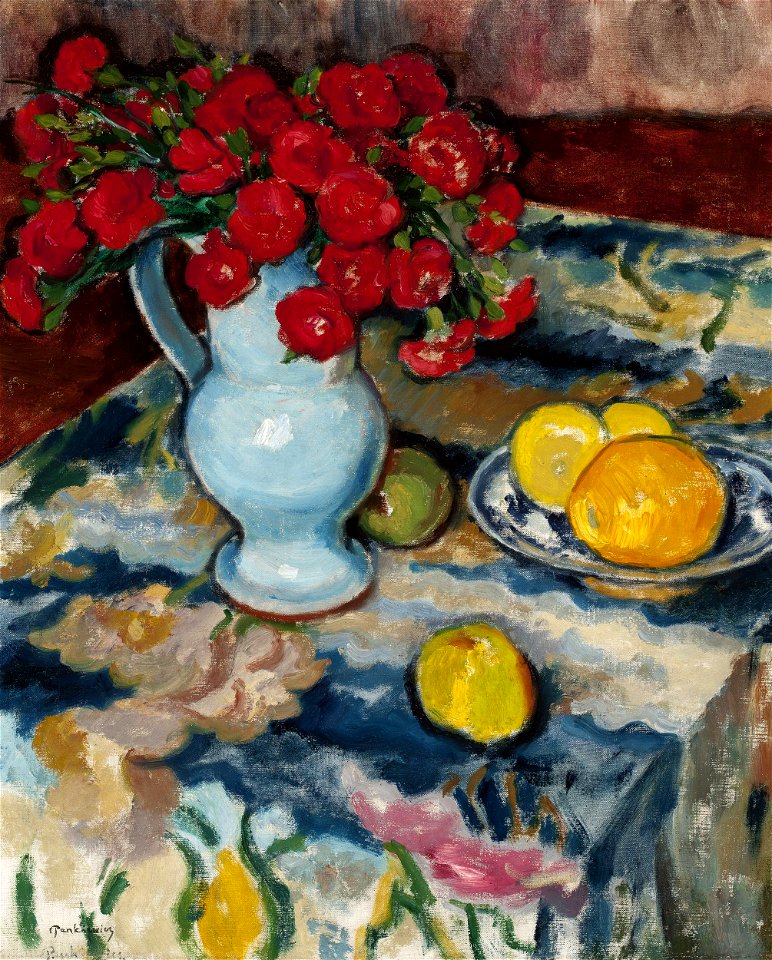 Józef Pankiewicz - Red carnations (Still life with a blue vase) - MP 664 MNW - National Museum in Warsaw