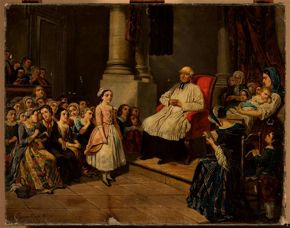 Józef Szermentowski - Catechism lesson - MP 3975 MNW - National Museum in Warsaw
