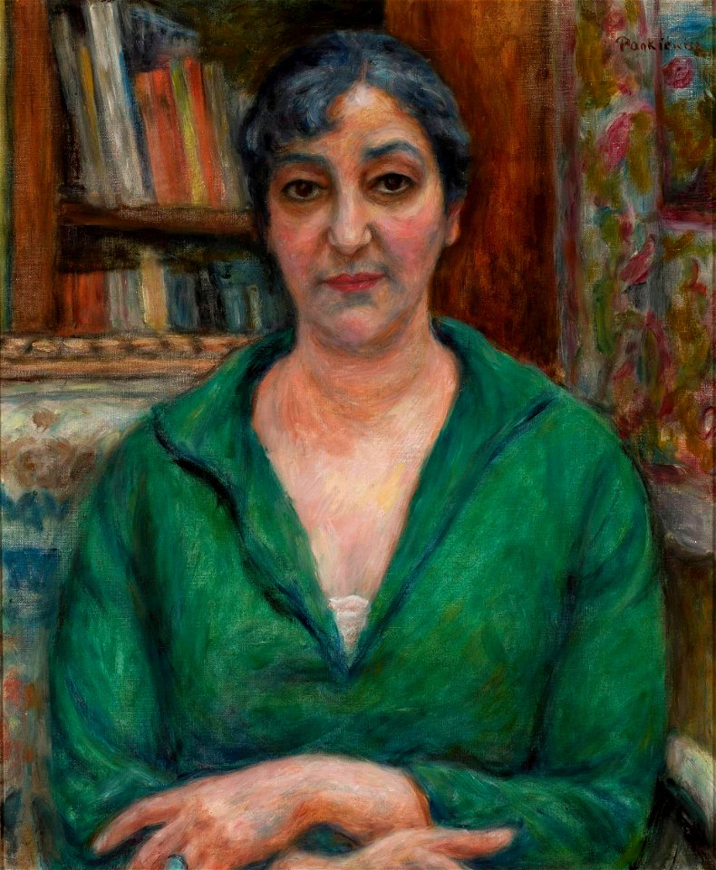 Józef Pankiewicz - Portret żony w zielonym swetrze
