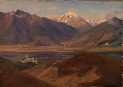 Jørgen V. Sonne - Mountain Landscape in Venosta with the Castle Coira and the Mountain Ortles - KMS4471 - Statens Museum for Kunst