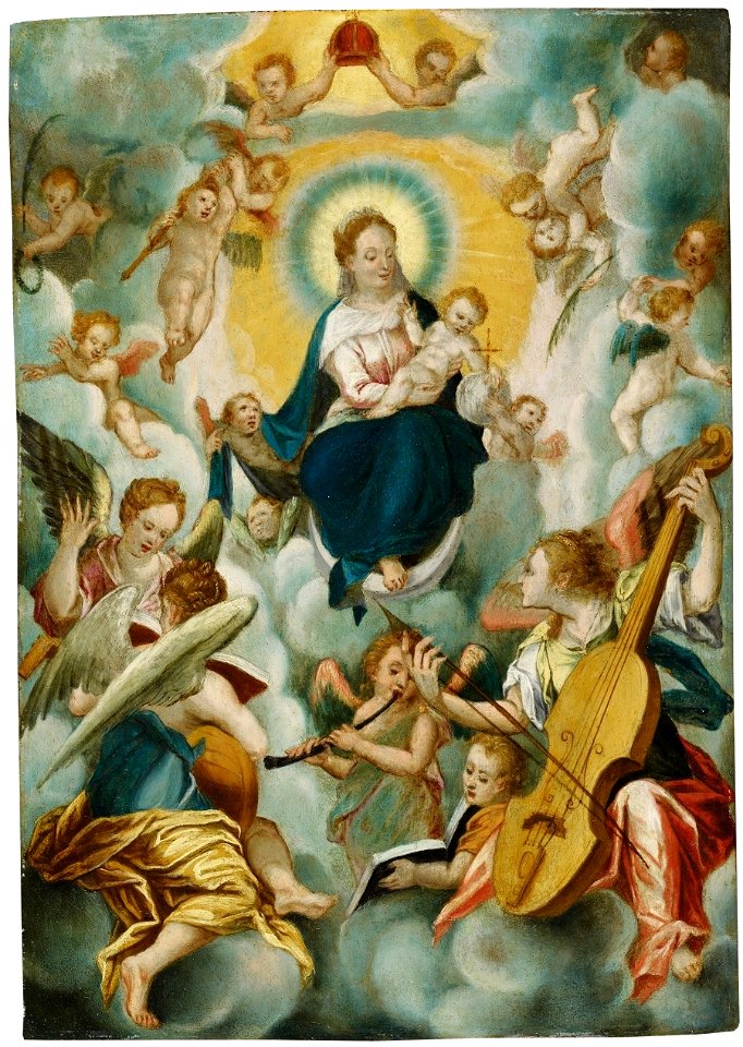 Kager Madonna mit musizierenden Engeln
