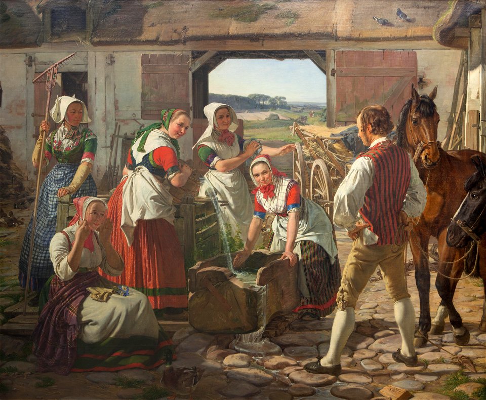 Jørgen Roed - Sjællandske høstpiger ved en brønd - KMS609 - Statens Museum for Kunst