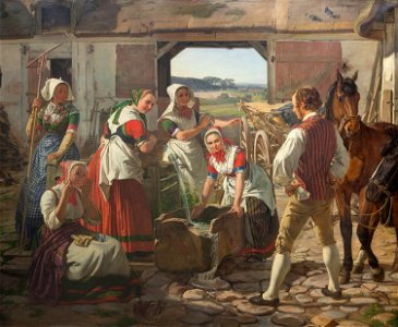 Jørgen Roed - Sjællandske høstpiger ved en brønd - KMS609 - Statens Museum for Kunst