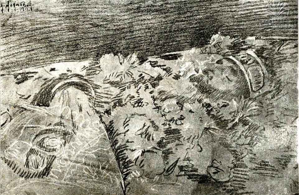 K. Kavtaradze. Niko Tskhvedadze lying in rest. 1911