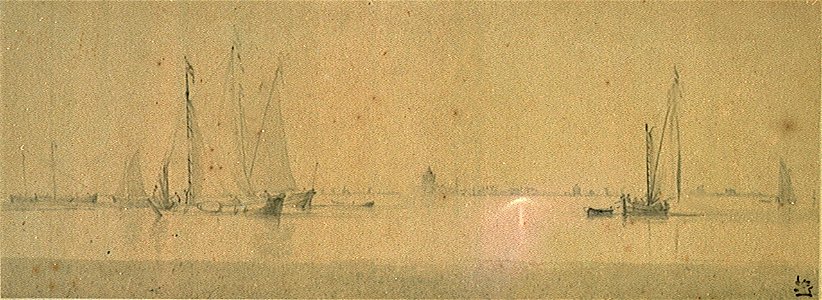 Kaags becalmed in a harbour RMG PW6859