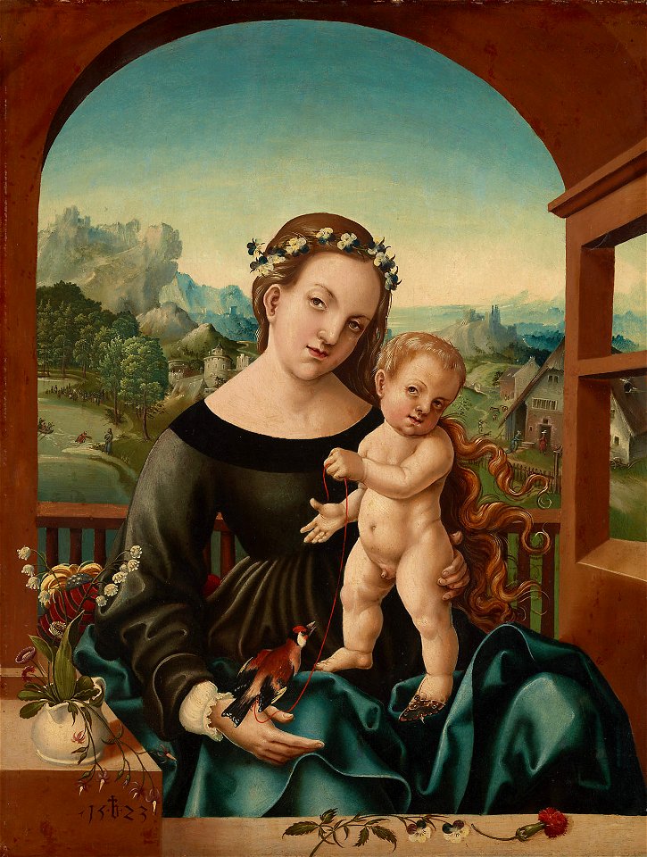 Jörg Breu d. Ä., , Kunsthistorisches Museum Wien, Gemäldegalerie - Maria mit Kind und Stieglitz - GG 5674 - Kunsthistorisches Museum