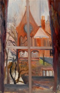 K.A. Schmidt - Kapel A'dam (gezien vanuit raam N.Spiegelstr.64) - AB18230 - Cultural Heritage Agency of the Netherlands Art Collection