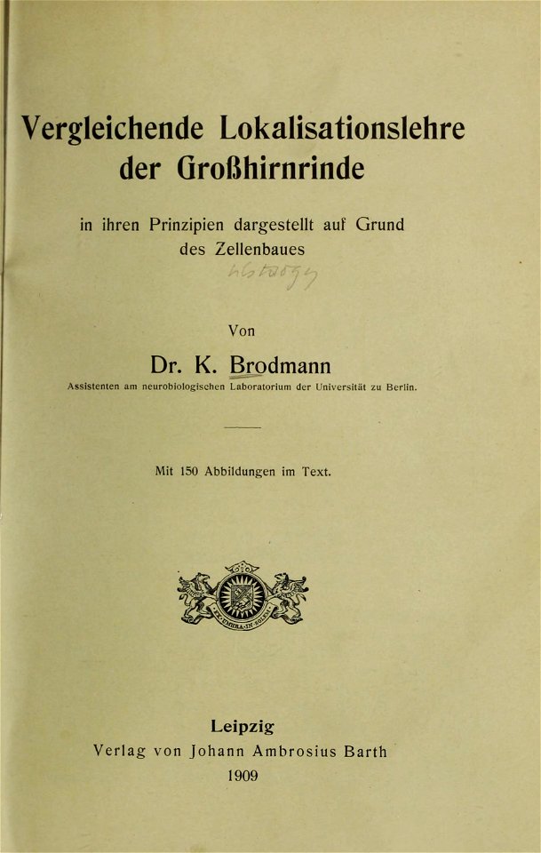 K. Brodmann (1909) title page