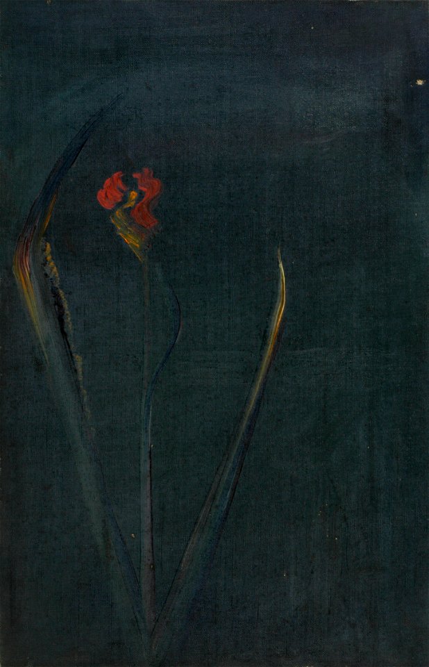 K.A. Schmidt - Rode bloem op groene achtergrond - AB18231 - Cultural Heritage Agency of the Netherlands Art Collection