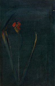 K.A. Schmidt - Rode bloem op groene achtergrond - AB18231 - Cultural Heritage Agency of the Netherlands Art Collection