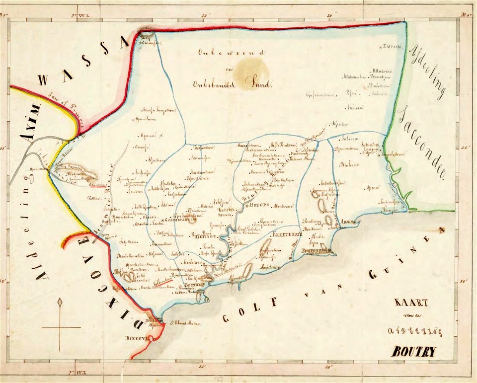 Kaart van de afdeeling Boutry, Kust van Guinea (1859)