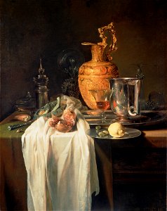 Kalf, Willem - Still Life with Ewer, Vessels and Pomegranate - Google Art Project. Free illustration for personal and commercial use.