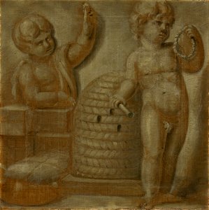 KA 14530-Grauwtje met twee putti