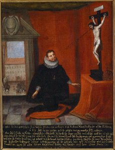 Kaiser Ferdinand II vor dem Kreuz in der Hofburg c1630