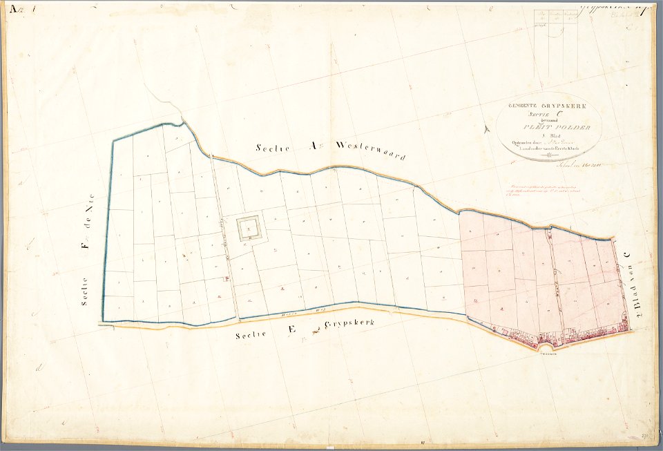 Kadasterkaart Grijpskerk C 1 (Pleit Polder) - A. van Dongen, 1832 (minuutplan) - Aykema
