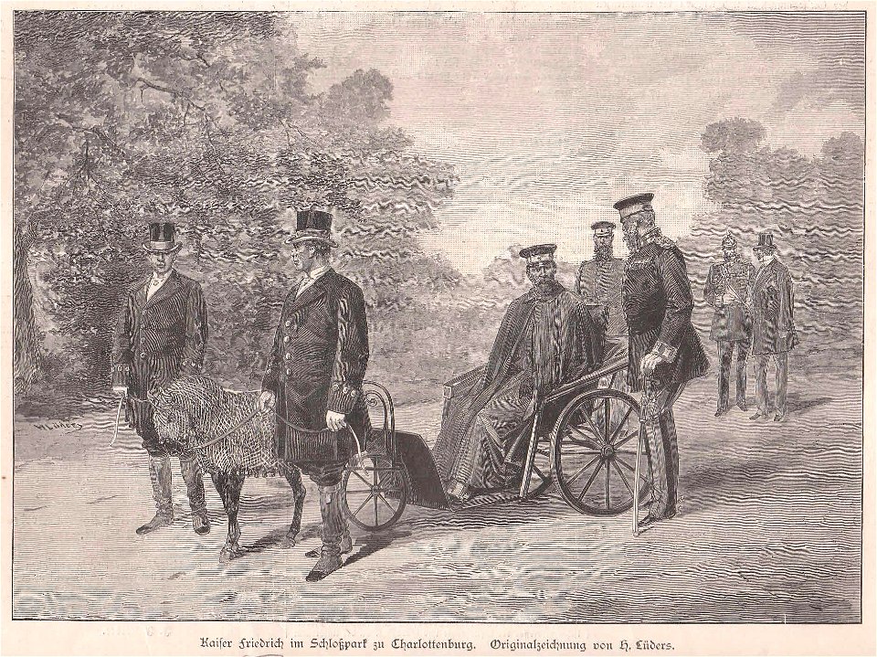 Kaiser Friedrich III im Schlosspark zu Charlottenburg, 1888