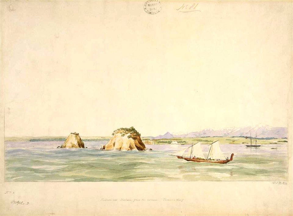 Kaiteriteri Harbour from the entrance. Tasman's Gulf. No. 3 B-043-011