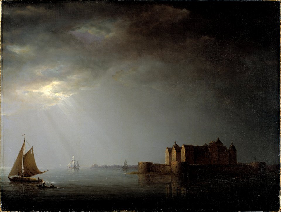 Kalmar Castle by Moonlight (Carl Johan Fahlcrantz) - Nationalmuseum - 17958