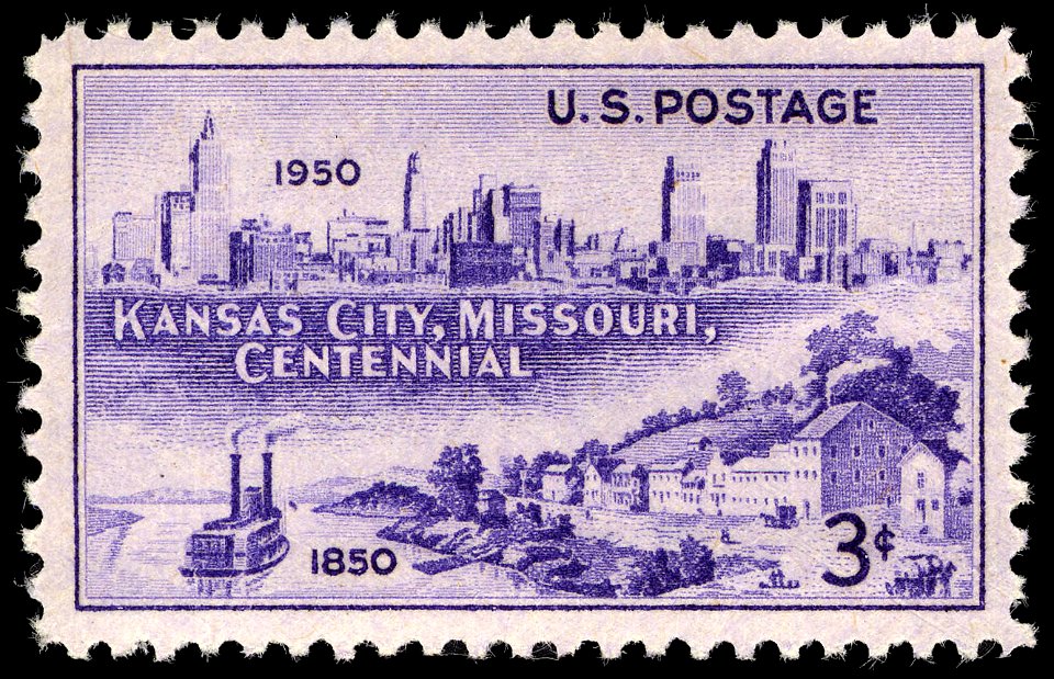 Kansas City Centenary 3c 1950 issue U.S. stamp